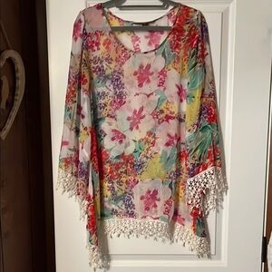 Sheer Floral Multicolor Women's Top